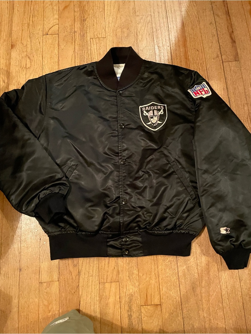 STARTER Black Raiders Satin Bomber Jacket